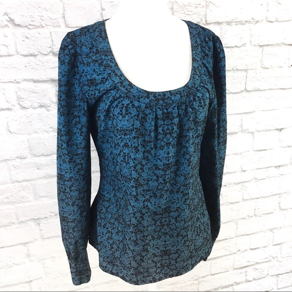 Tulle Peasant Sleeve Button Back Blouse Sz Small - Picture 8 of 8